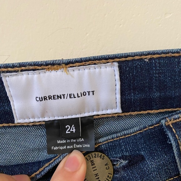 CURRENT ELLIOTT MAROON TUXEDO SUEDE STRIPE ANKLE SKINNY JEANS SIZE 24 - Picture 7 of 7